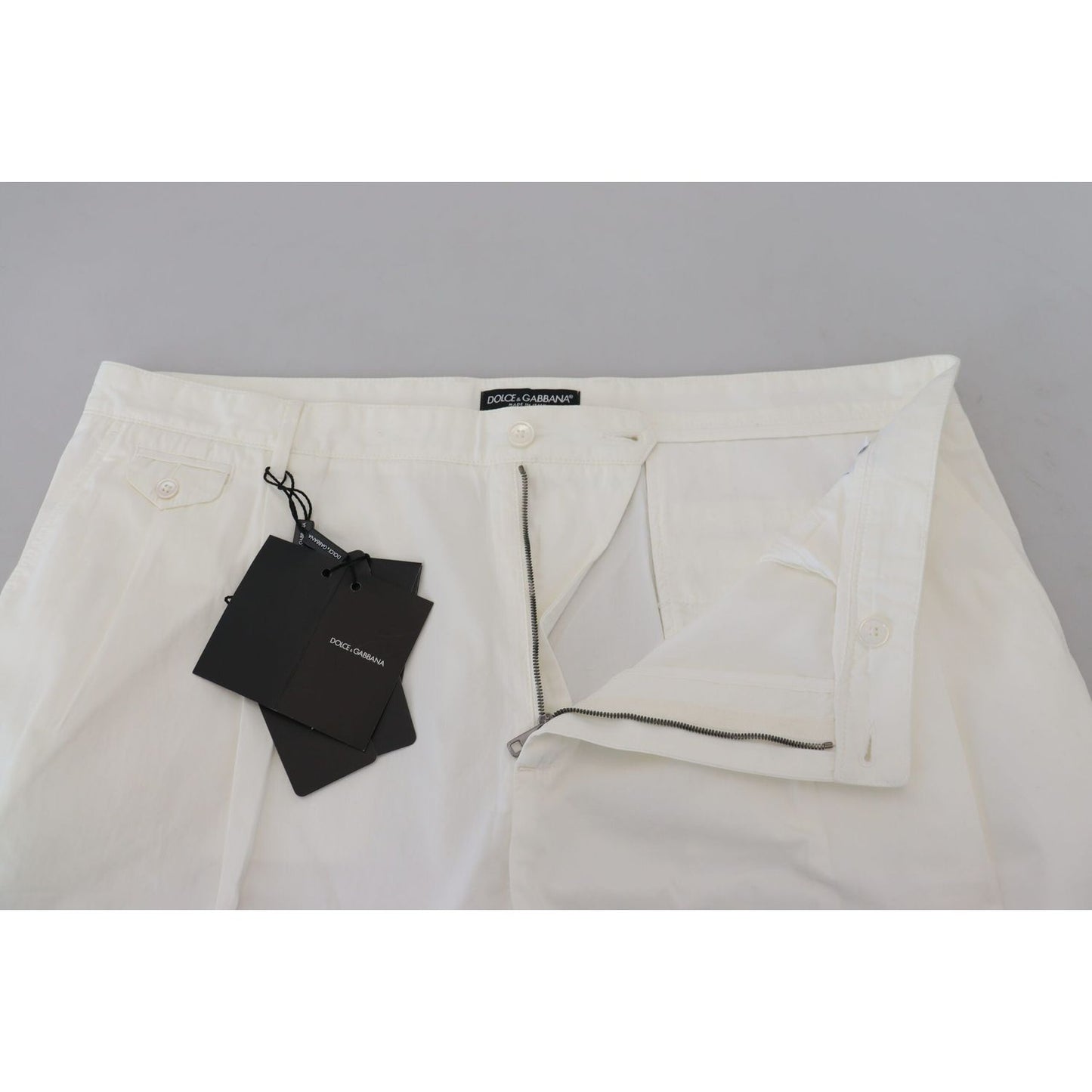 Dolce & Gabbana | Elegant White Cotton Chino Dress Pants| McRichard Designer Brands   