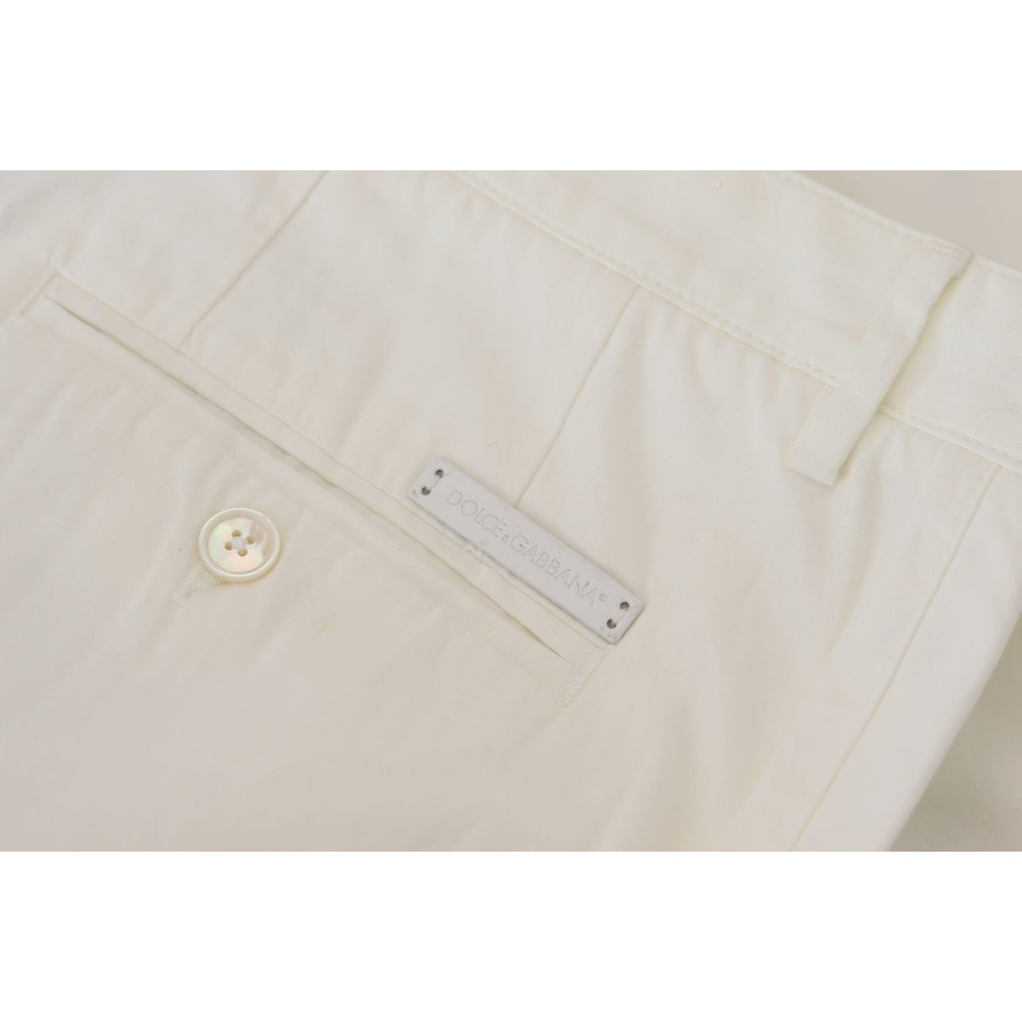 Dolce & Gabbana Elegant White Cotton Chino Dress Pants white-cotton-dress-formal-men-pants