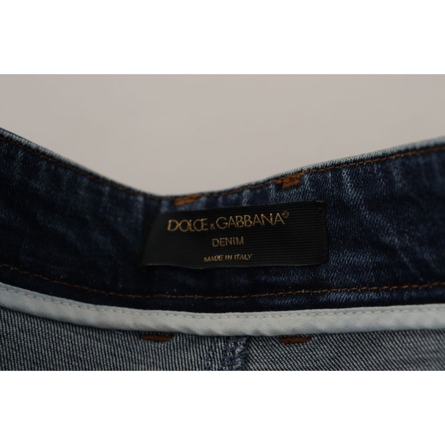 Dolce & Gabbana High Waist Skinny Designer Jeans in Blue blue-denim-crystal-embellished-pants-jeans