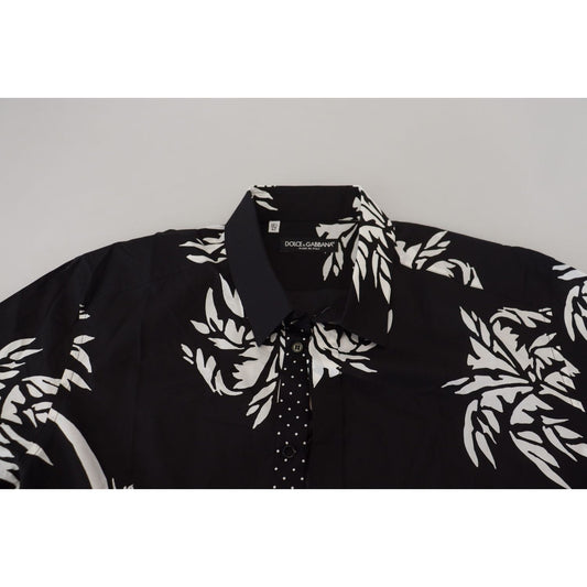 Dolce & Gabbana Elegant Black Palm Tree Print Casual Shirt elegant-black-palm-tree-print-casual-shirt