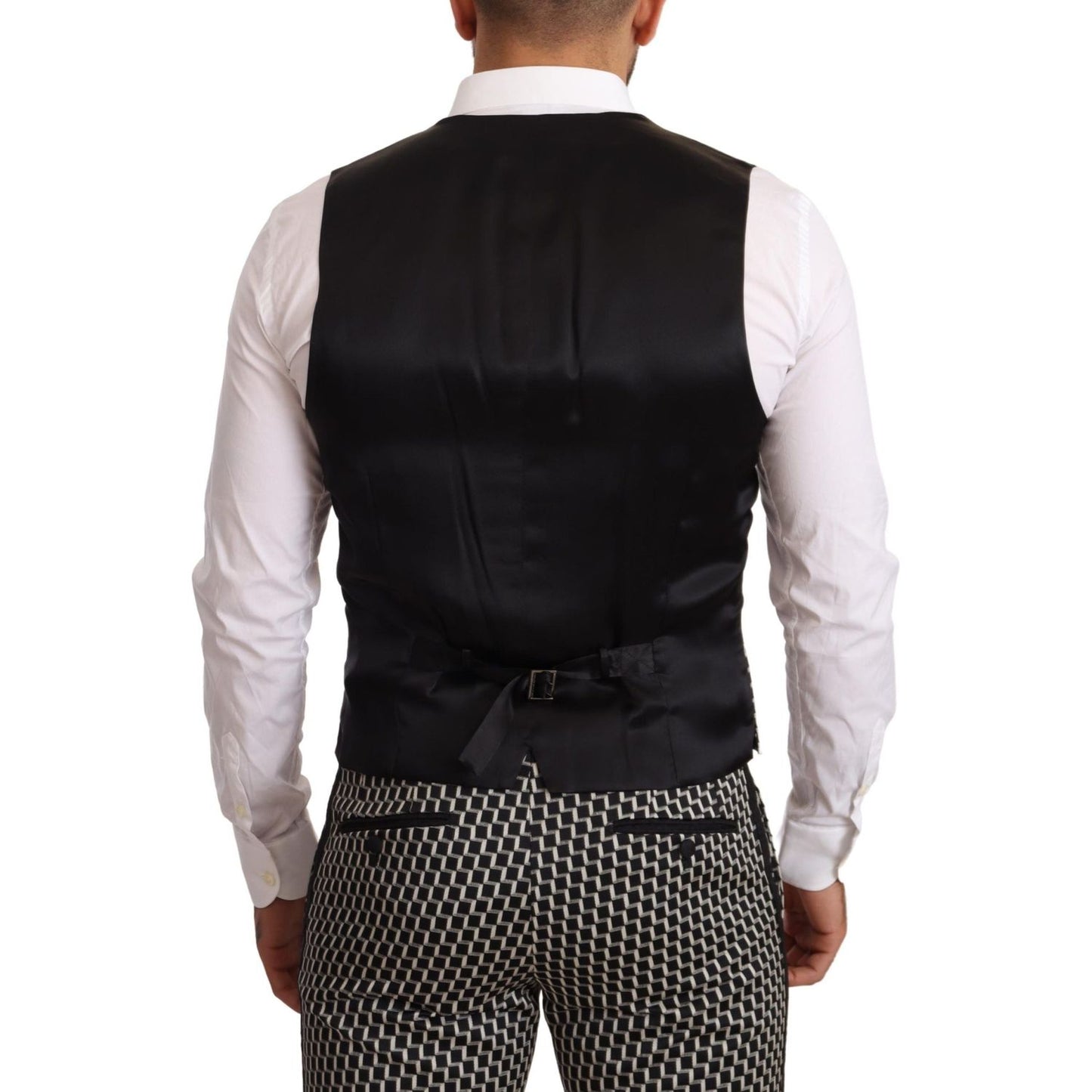 Dolce & Gabbana Elegant Martini Black Check Three-Piece Suit elegant-martini-black-check-three-piece-suit