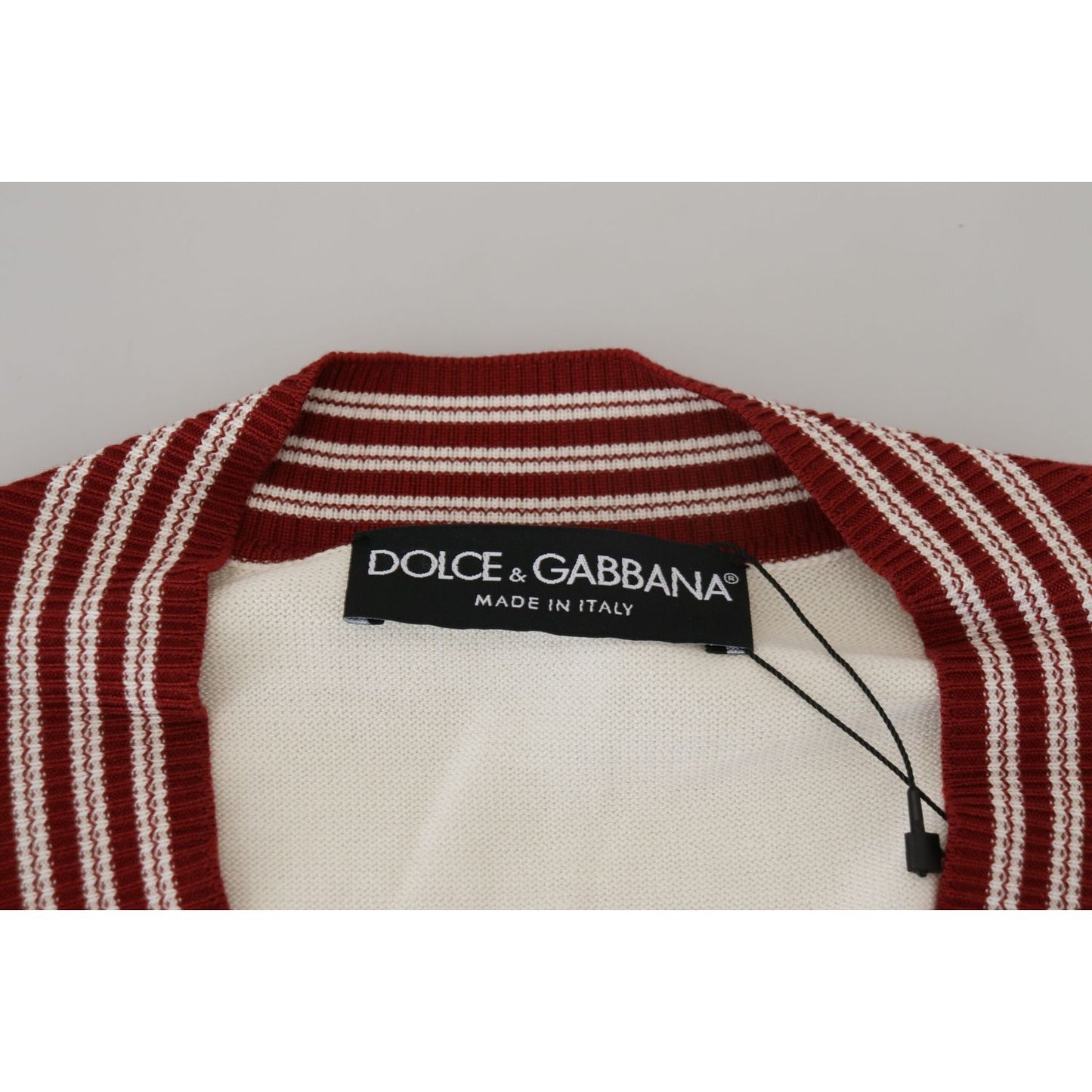 Dolce & GabbanaOff White Silk Cotton V-Neck SweaterMcRichard Designer Brands£469.00