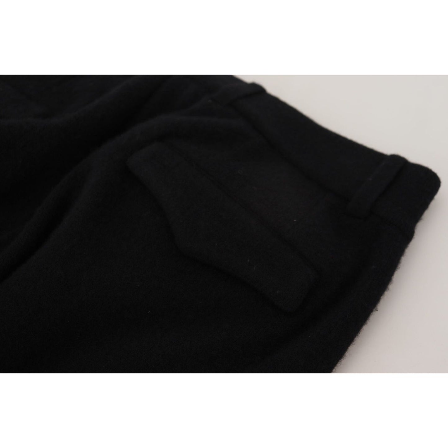 Dolce & Gabbana Elegant Black Tapered Wool Trousers black-solid-men-tapered-pants