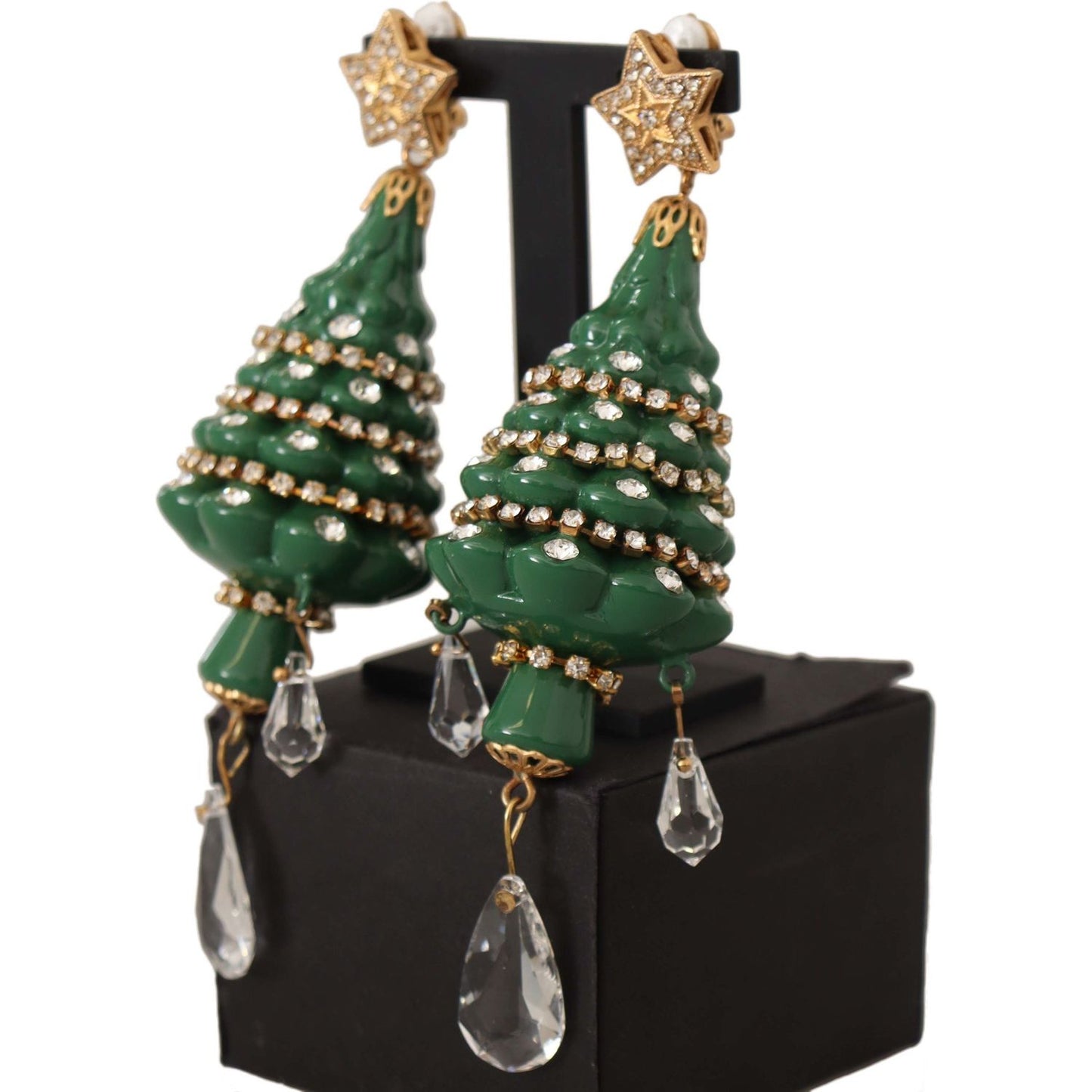 Dolce & Gabbana | Enchanting Crystal Christmas Tree Clip-On Earrings| McRichard Designer Brands   