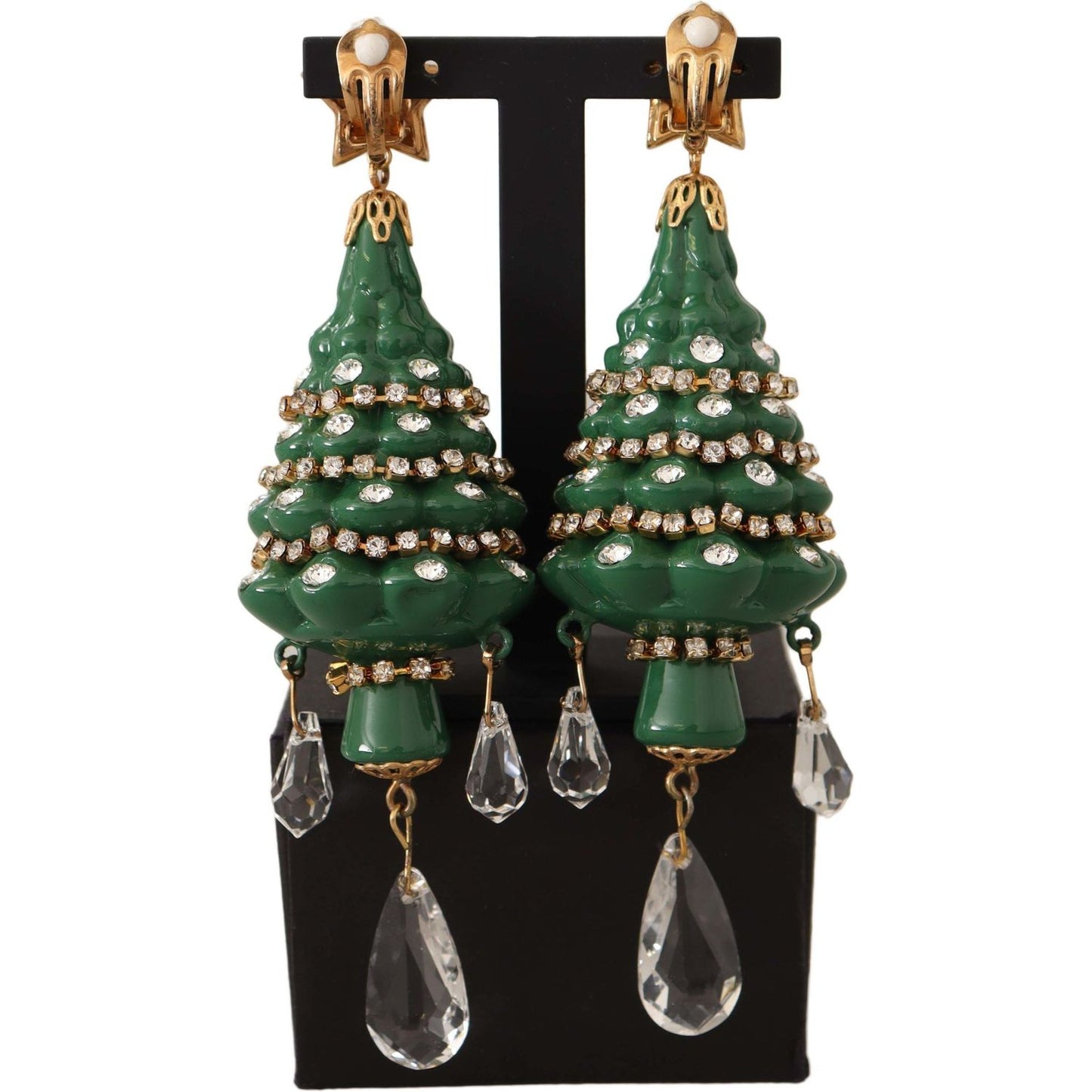 Dolce & Gabbana | Enchanting Crystal Christmas Tree Clip-On Earrings| McRichard Designer Brands   