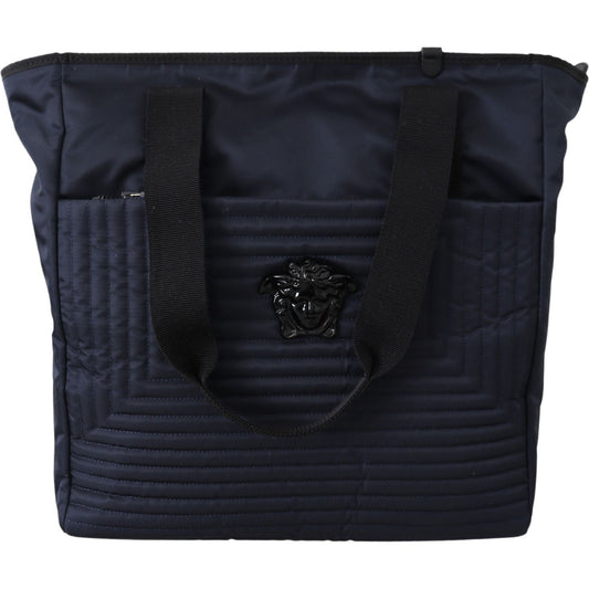 Versace Elegant Blue Nylon Tote Bag elegant-blue-nylon-tote-bag