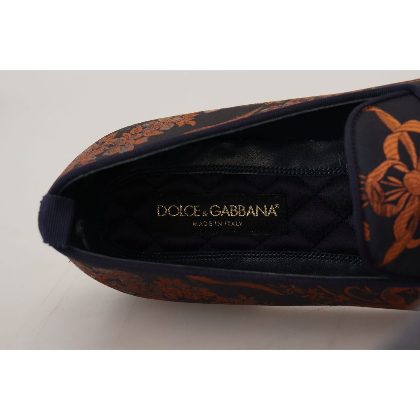 Dolce & Gabbana Elegant Floral Slip-On Loafers blue-rust-floral-slippers-loafers-shoes