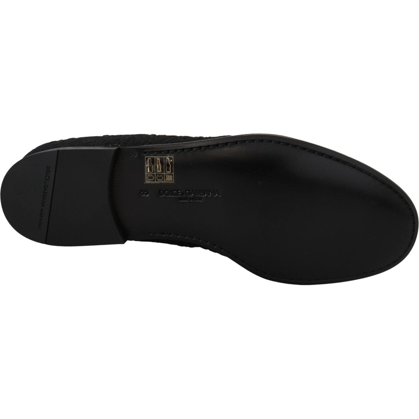 Dolce & Gabbana Elegant Jacquard Black Loafers Slide On Flats black-floral-jacquard-slippers-loafers-shoes