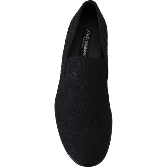 Dolce & GabbanaElegant Jacquard Black Loafers Slide On FlatsMcRichard Designer Brands£499.00