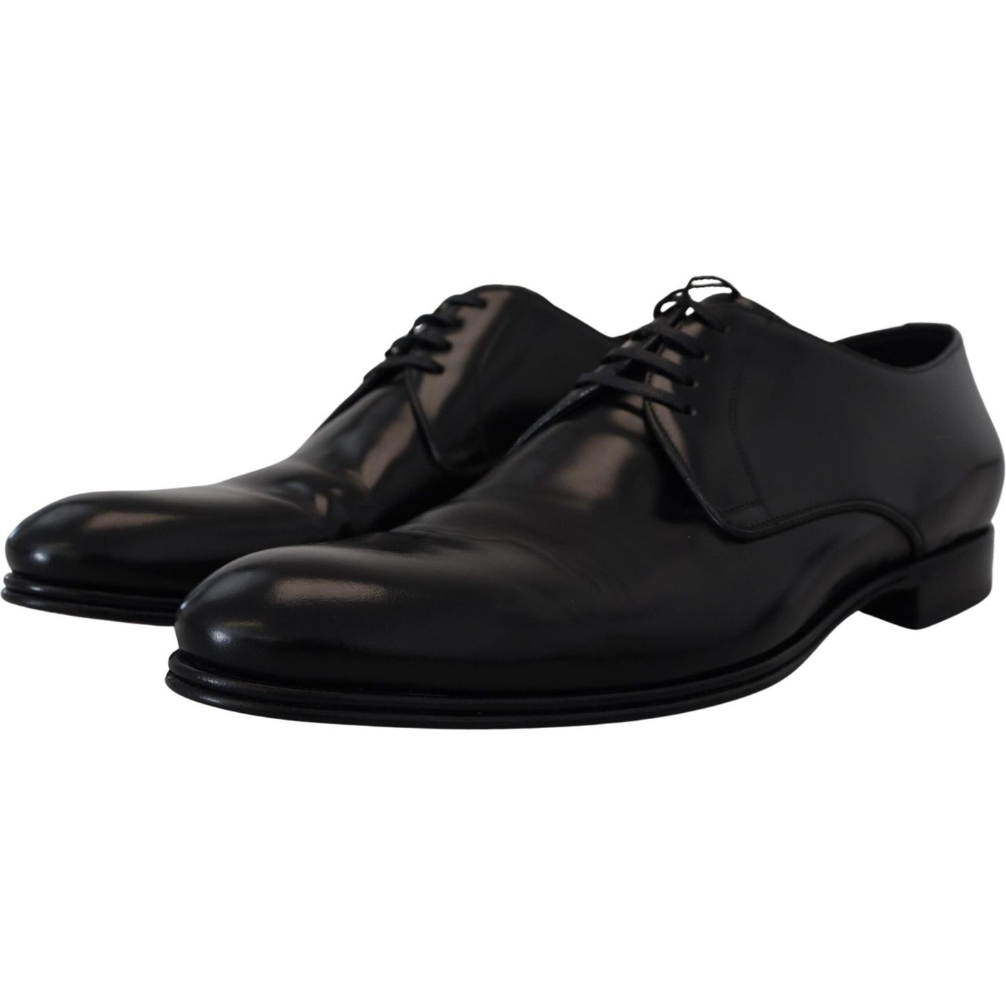 Dolce & Gabbana Elegant Black Leather Derby Shoes black-leather-formal-dress-shoes