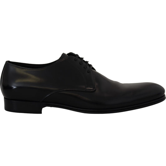 Dolce & Gabbana Elegant Black Leather Derby Shoes black-leather-formal-dress-shoes