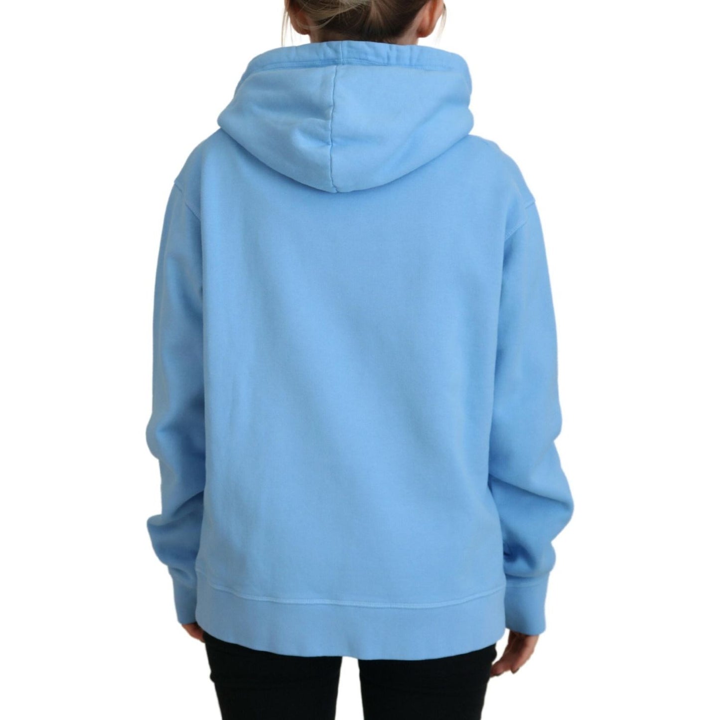 Dsquared² Light Blue Logo Hooded Women Long Sleeve Sweater light-blue-logo-hooded-women-long-sleeve-sweater