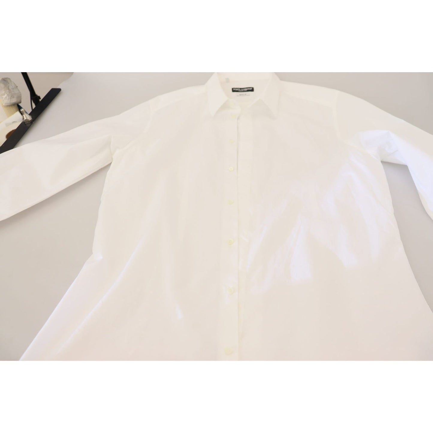 Dolce & Gabbana Elegance Reimagined White Cotton Dress Shirt white-cotton-slim-fit-formal-dress-gold-shirt-5