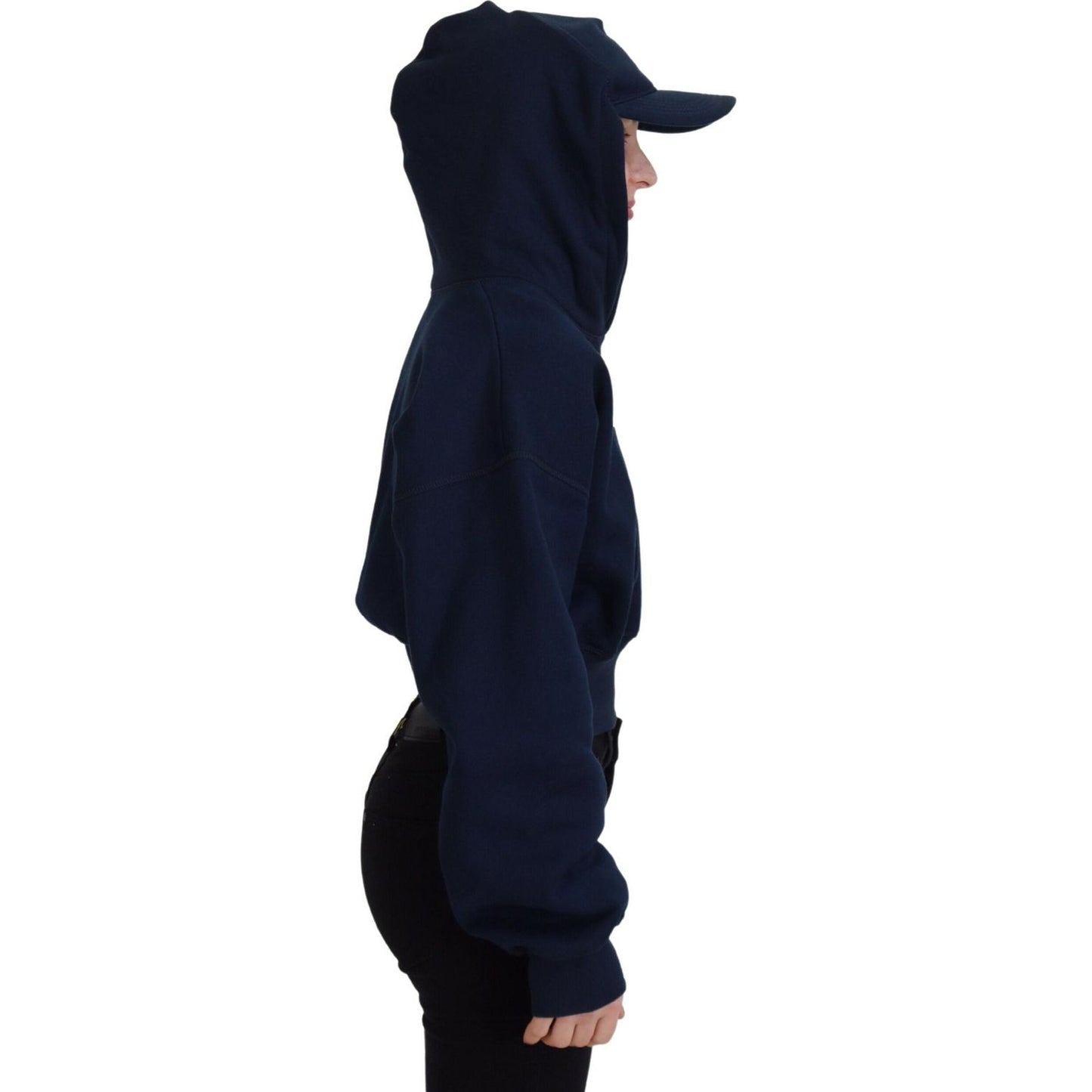 Dsquared² Blue Logo Print Hooded Cap Long Sleeve Sweater blue-logo-print-hooded-cap-long-sleeve-sweater