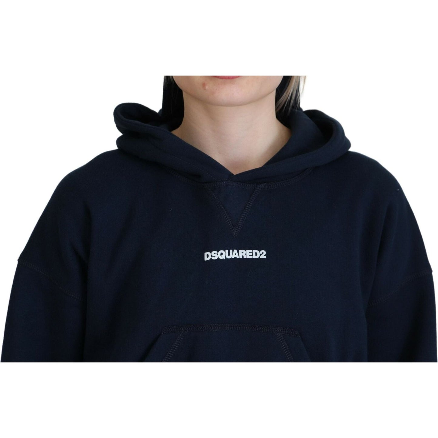 Dsquared² Blue Logo Print Hooded Cap Long Sleeve Sweater blue-logo-print-hooded-cap-long-sleeve-sweater
