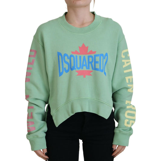 Dsquared² Green Logo Printed Crew Neck Long Sleeve Sweater green-logo-printed-crew-neck-long-sleeve-sweater