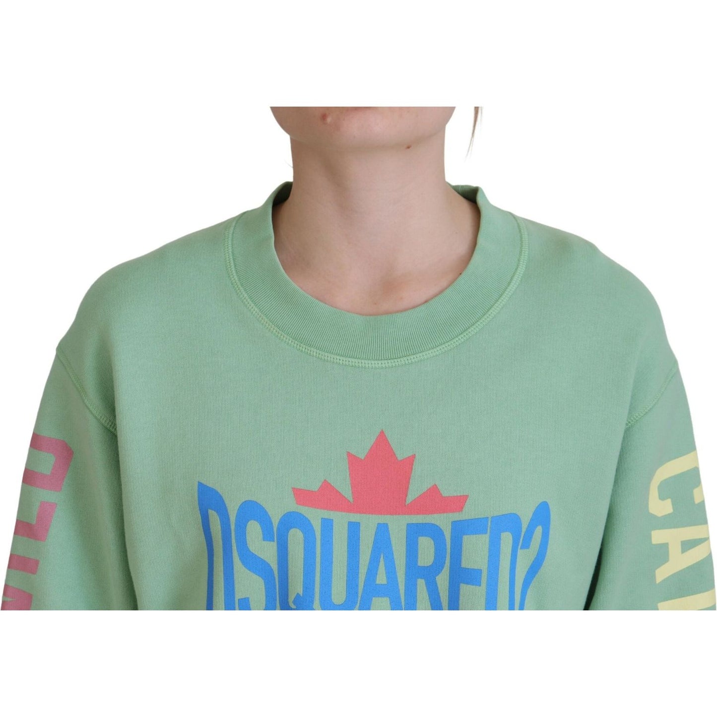 Dsquared² Green Logo Printed Crew Neck Long Sleeve Sweater green-logo-printed-crew-neck-long-sleeve-sweater
