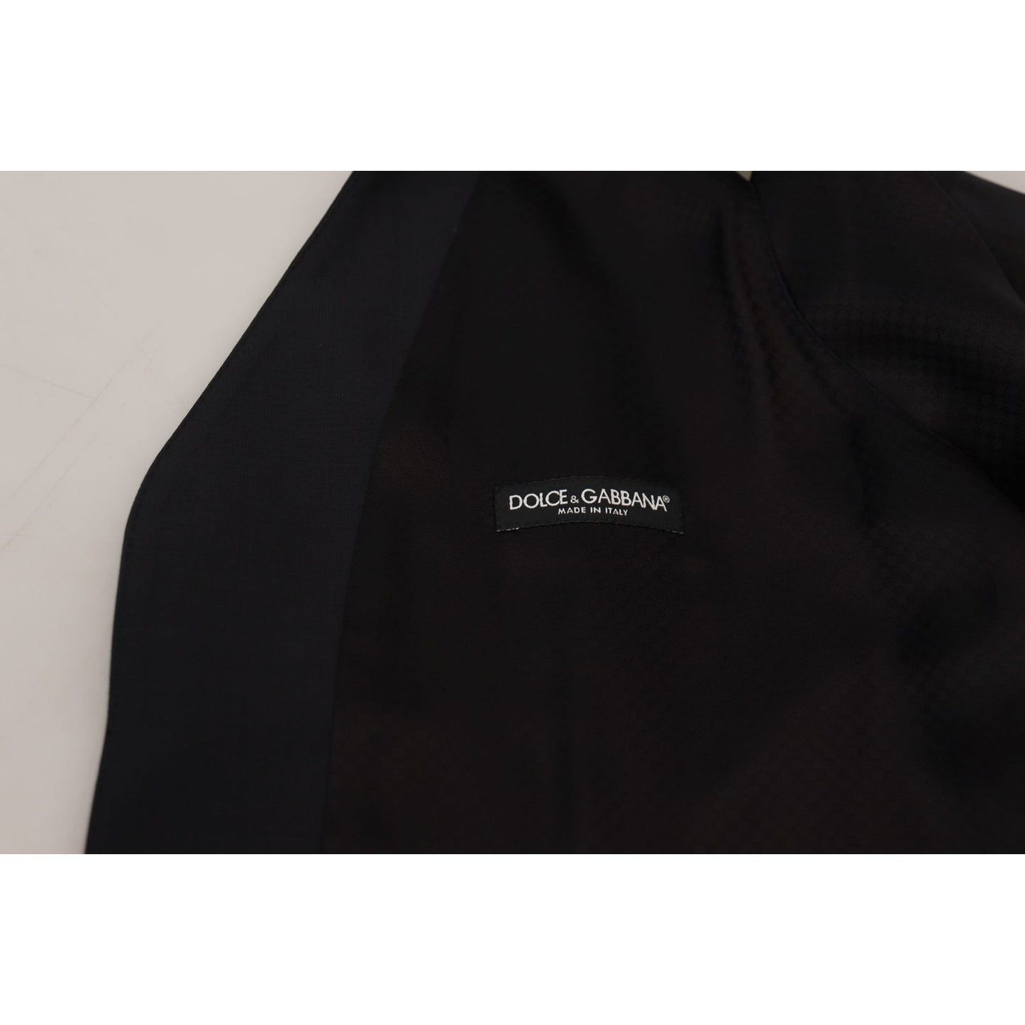 Dolce & Gabbana Elegant Black Single Breasted Dress Vest black-wool-stretch-waistcoat-formal-vest-1