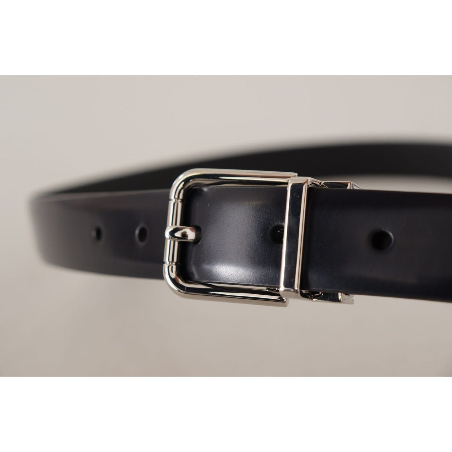 Dolce & Gabbana Elegant Black Leather Belt with Metal Buckle black-calf-leather-silver-metal-logo-buckle-belt-1 IMG_7127-scaled-f71c55db-6fd.jpg