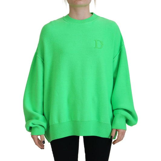 Dsquared² Green Logo Embroidery Women Long Sleeve Sweater green-logo-embroidery-women-long-sleeve-sweater