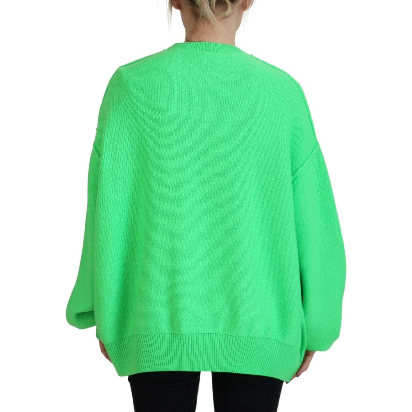 Dsquared² Green Logo Embroidery Women Long Sleeve Sweater green-logo-embroidery-women-long-sleeve-sweater