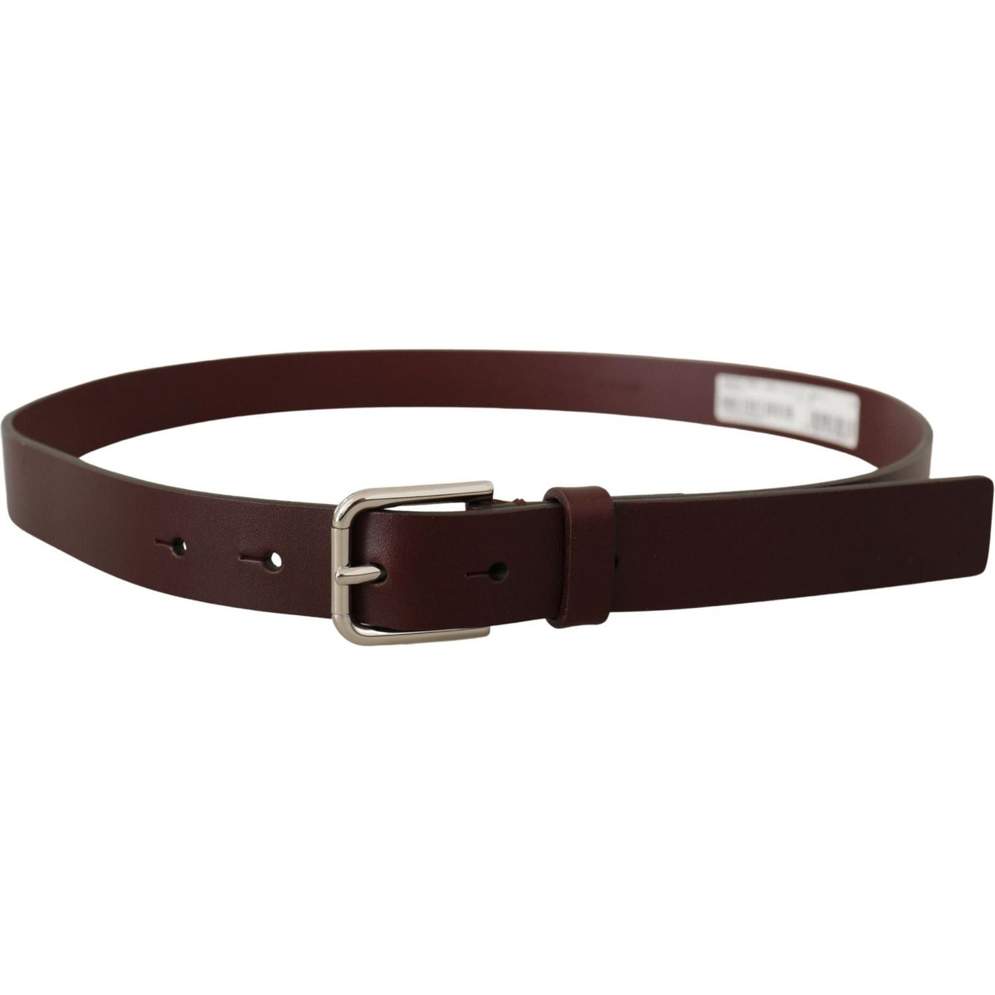 Dolce & Gabbana Maroon Luxe Leather Belt with Metal Buckle maroon-calf-leather-silver-tone-metal-buckle-belt-1