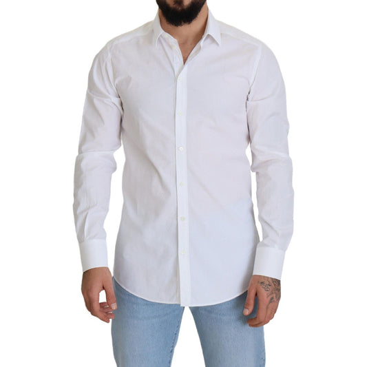 Dolce & Gabbana | Elegant White Cotton Dress Shirt| McRichard Designer Brands   