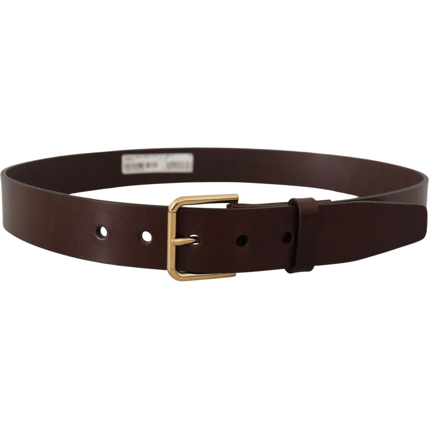 Dolce & Gabbana Elegant Black Leather Belt with Metal Buckle brown-polished-leather-gold-tone-metal-buckle-belt IMG_7160-scaled-3a048482-20d.jpg