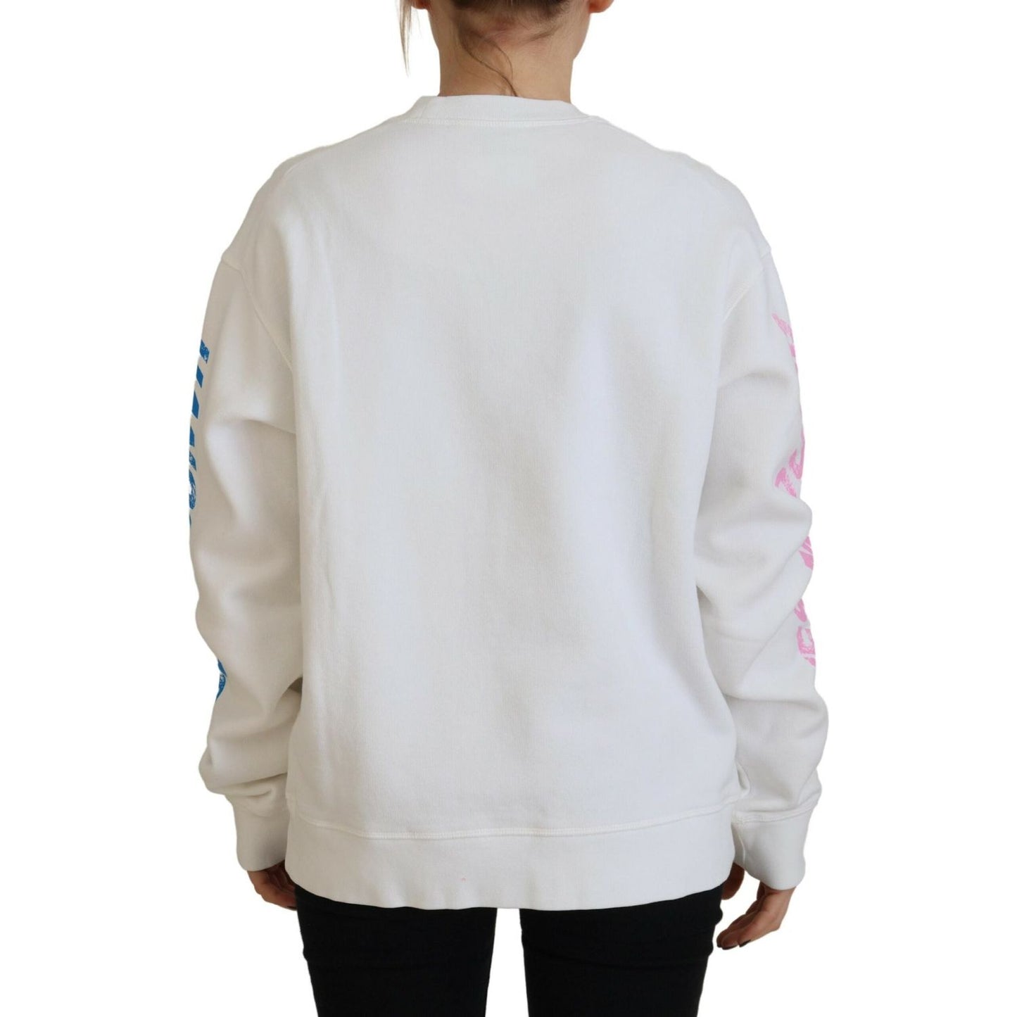 Dsquared² White Cotton Printed Women Long Sleeve Sweater white-cotton-printed-women-long-sleeve-sweater