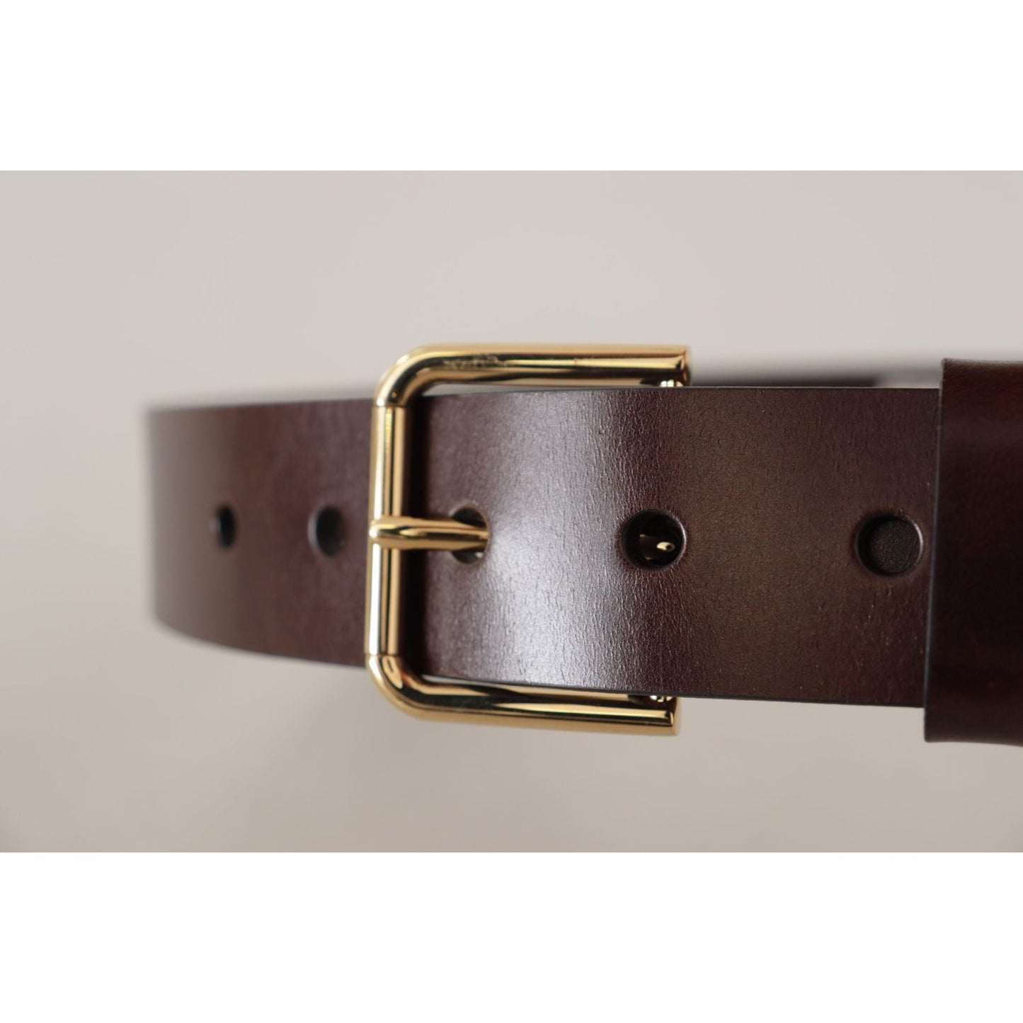 Dolce & Gabbana Elegant Black Leather Belt with Metal Buckle brown-polished-leather-gold-tone-metal-buckle-belt IMG_7161-scaled-5a071eb7-ab8.jpg