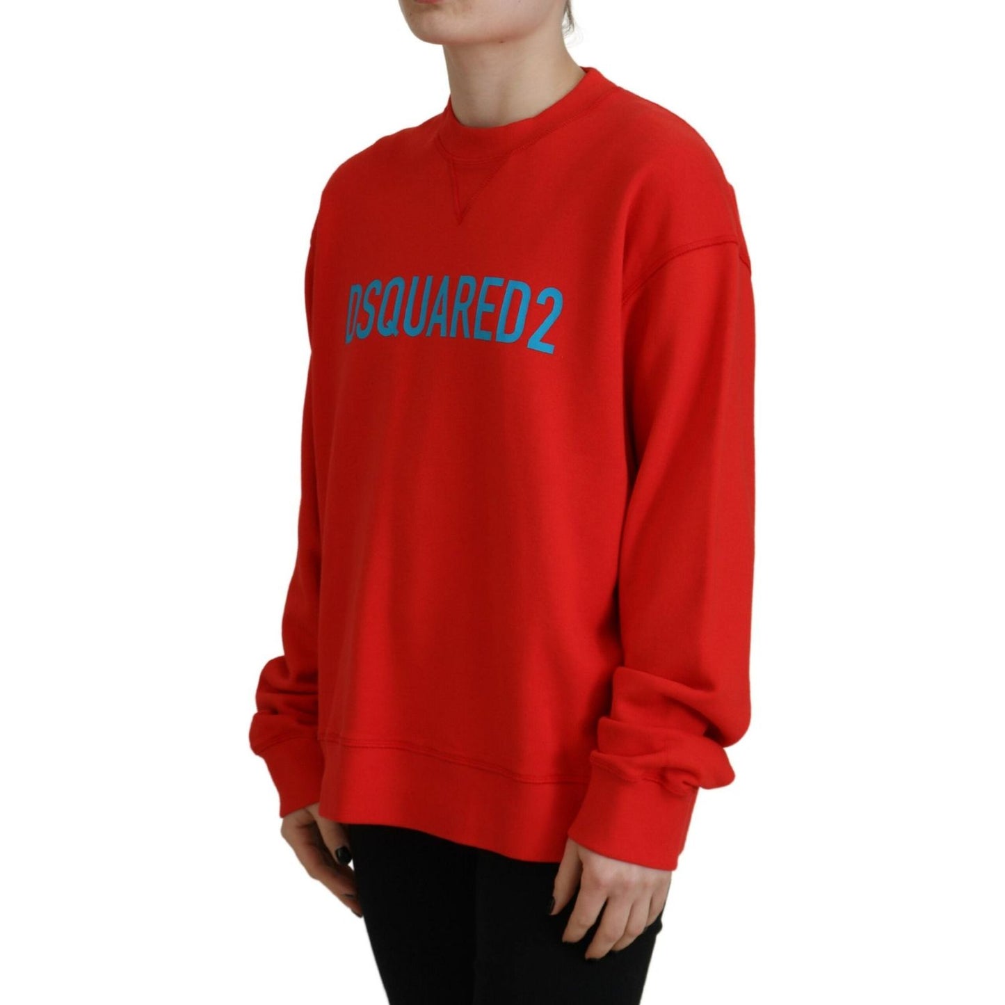 Dsquared² Red Cotton Printed Crew Neck Long Sleeve Sweater red-cotton-printed-crew-neck-long-sleeve-sweater