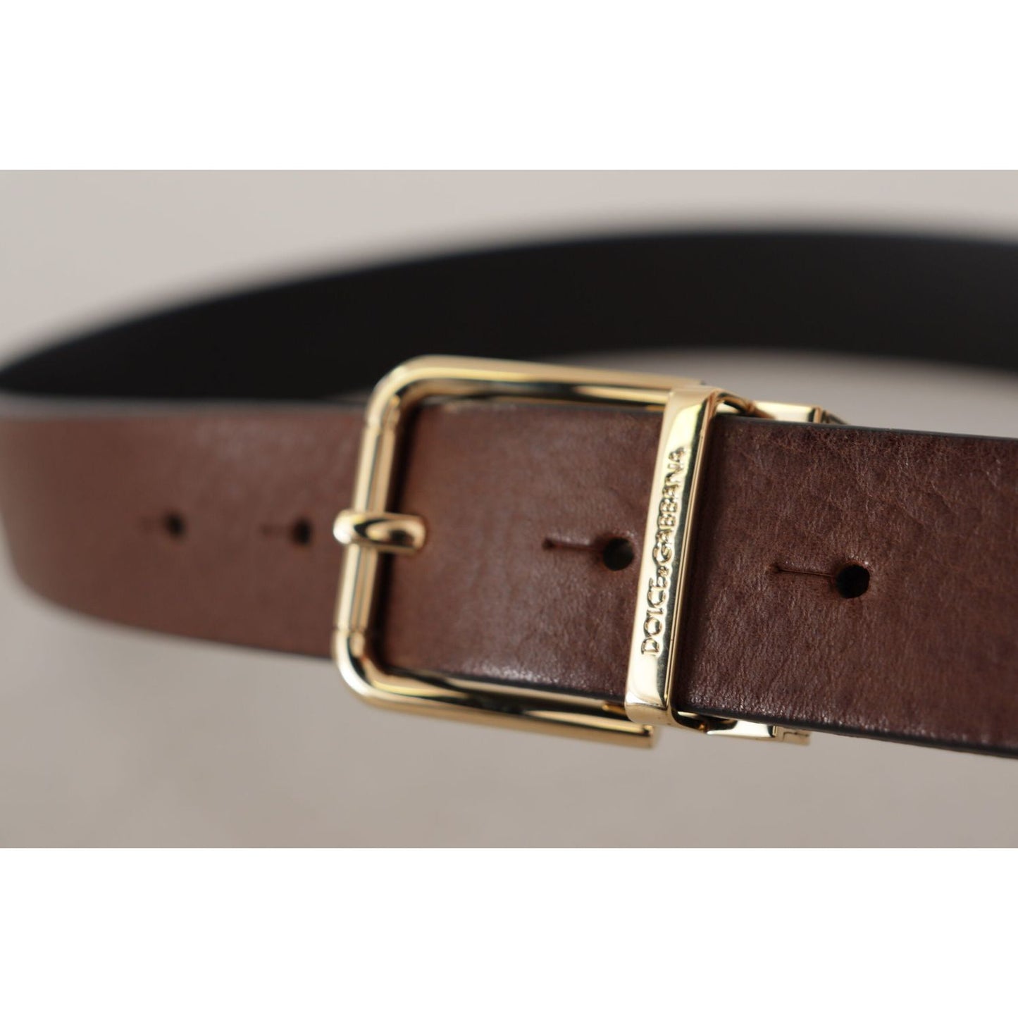 Dolce & Gabbana Elegant Brown Leather Belt with Metal Buckle brown-classic-leather-gold-tone-metal-buckle-belt IMG_7184-scaled-81ab323f-912.jpg