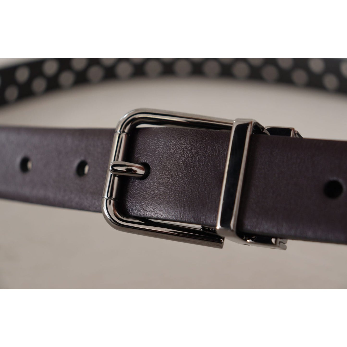 Dolce & Gabbana Elegant Dark Purple Leather Belt dark-purple-perforated-leather-metal-buckle-belt
