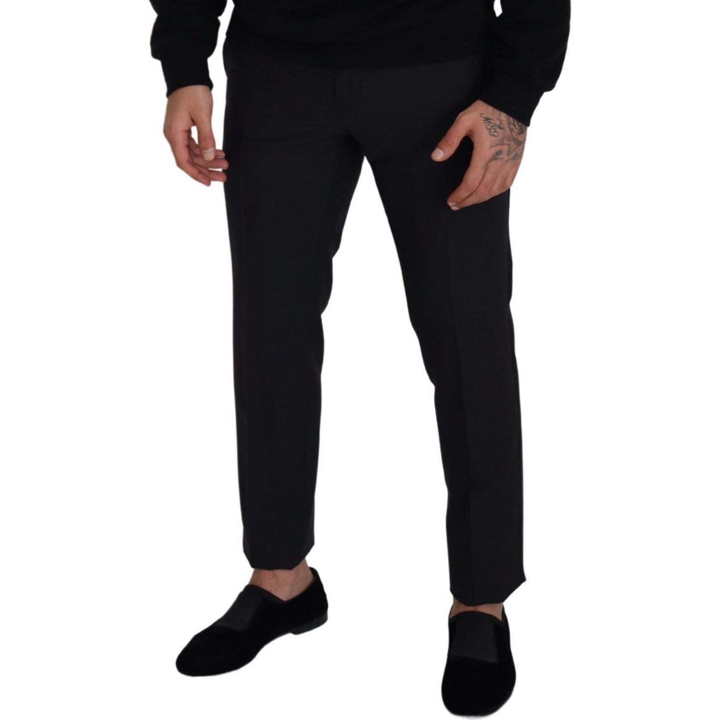 Dolce & Gabbana Elegant Black Wool Blend Trousers black-wool-men-formal-pants