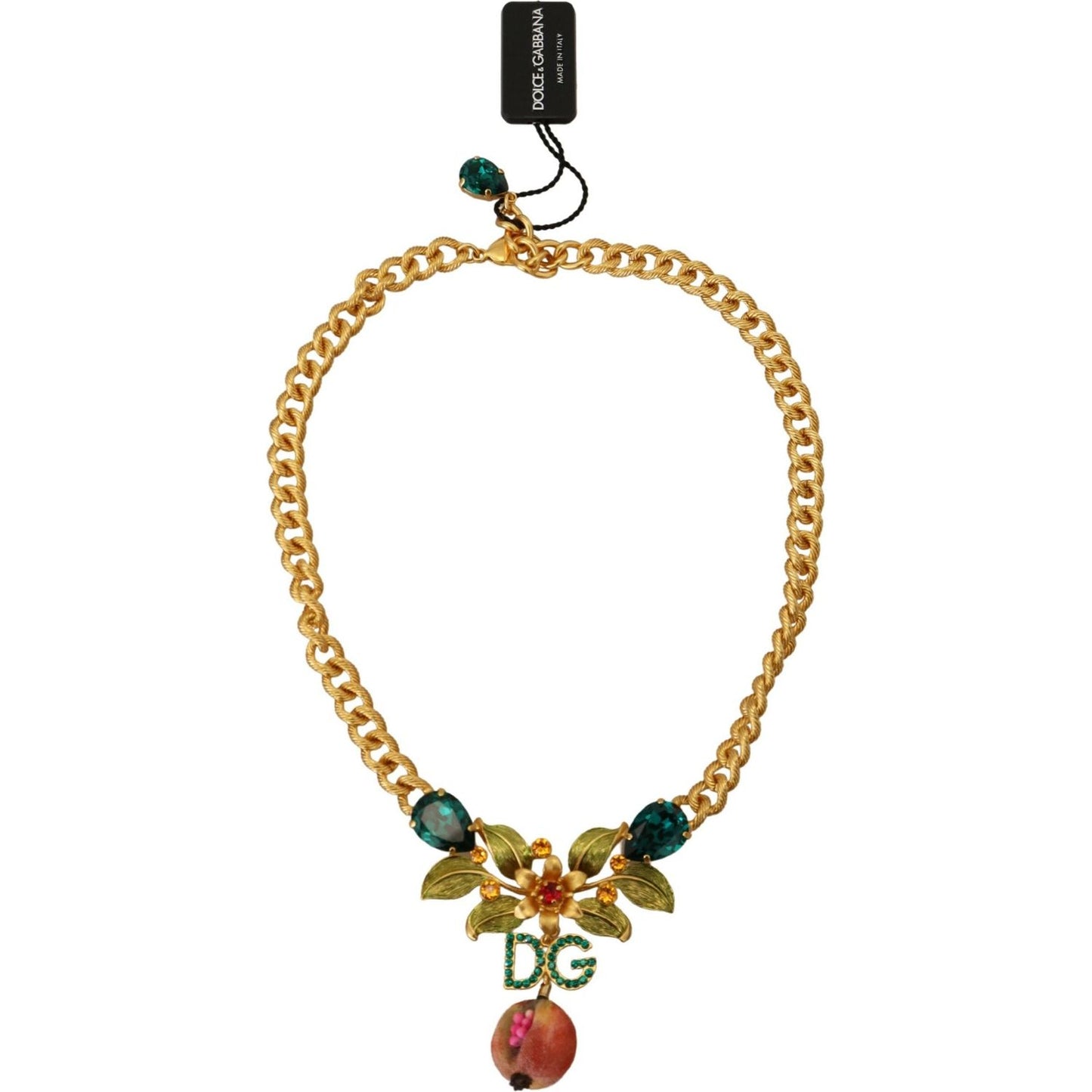 Dolce & Gabbana Elegant Gold-Tone Floral Fruit Necklace elegant-gold-tone-floral-fruit-necklace