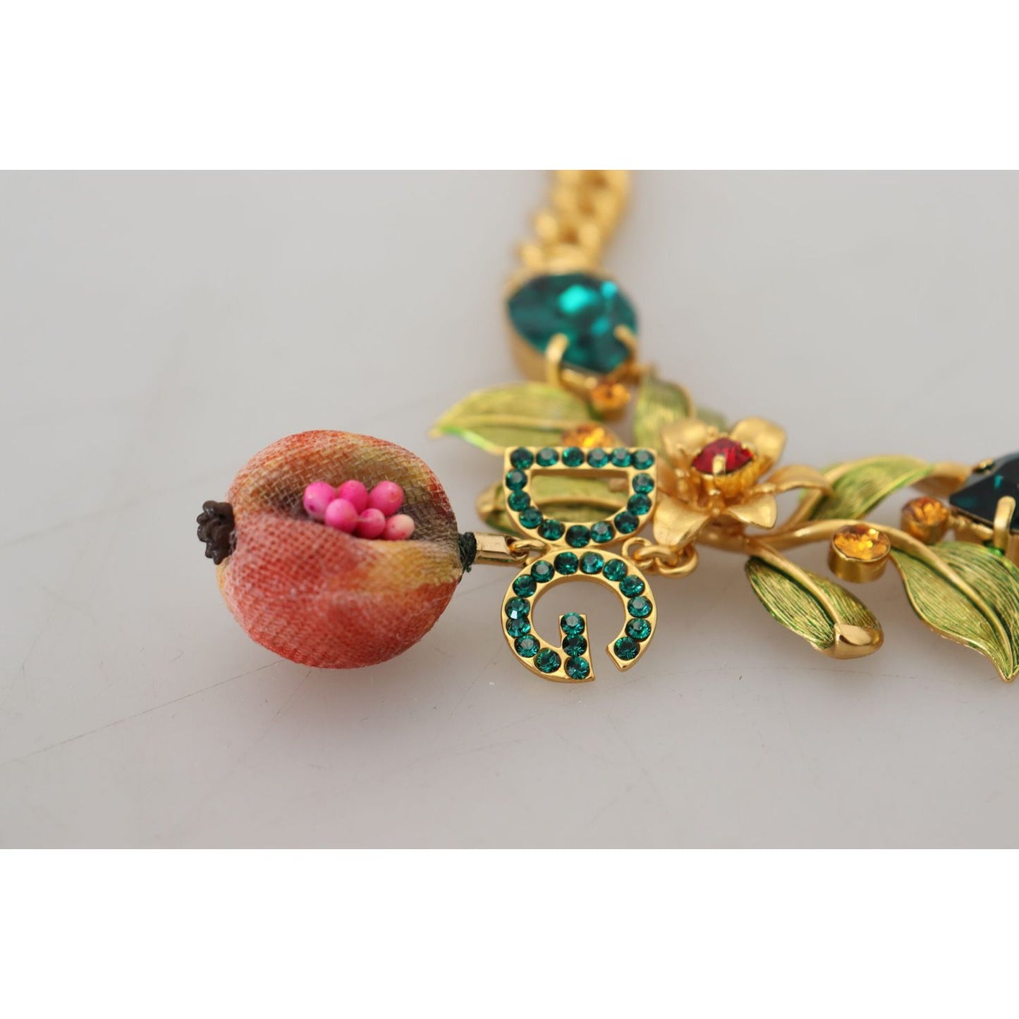 Dolce & Gabbana Elegant Gold-Tone Floral Fruit Necklace elegant-gold-tone-floral-fruit-necklace