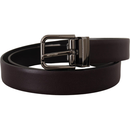Dolce & Gabbana Elegant Dark Brown Leather Belt dark-purple-leather-box-borchia-metal-buckle-belt IMG_7250-scaled-1ef39f9f-51e.jpg
