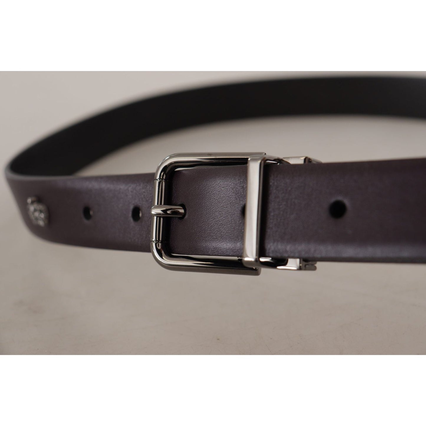 Dolce & Gabbana Elegant Dark Brown Leather Belt dark-purple-leather-box-borchia-metal-buckle-belt
