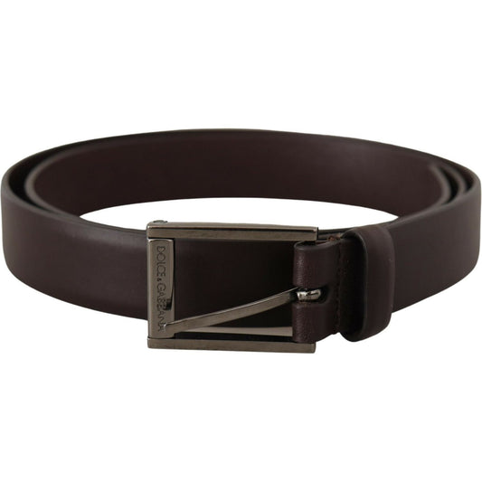 Dolce & Gabbana Elegant Dark Brown Leather Belt brown-leather-silver-tone-metal-buckle-belt IMG_7283-scaled-0bb29448-e19.jpg