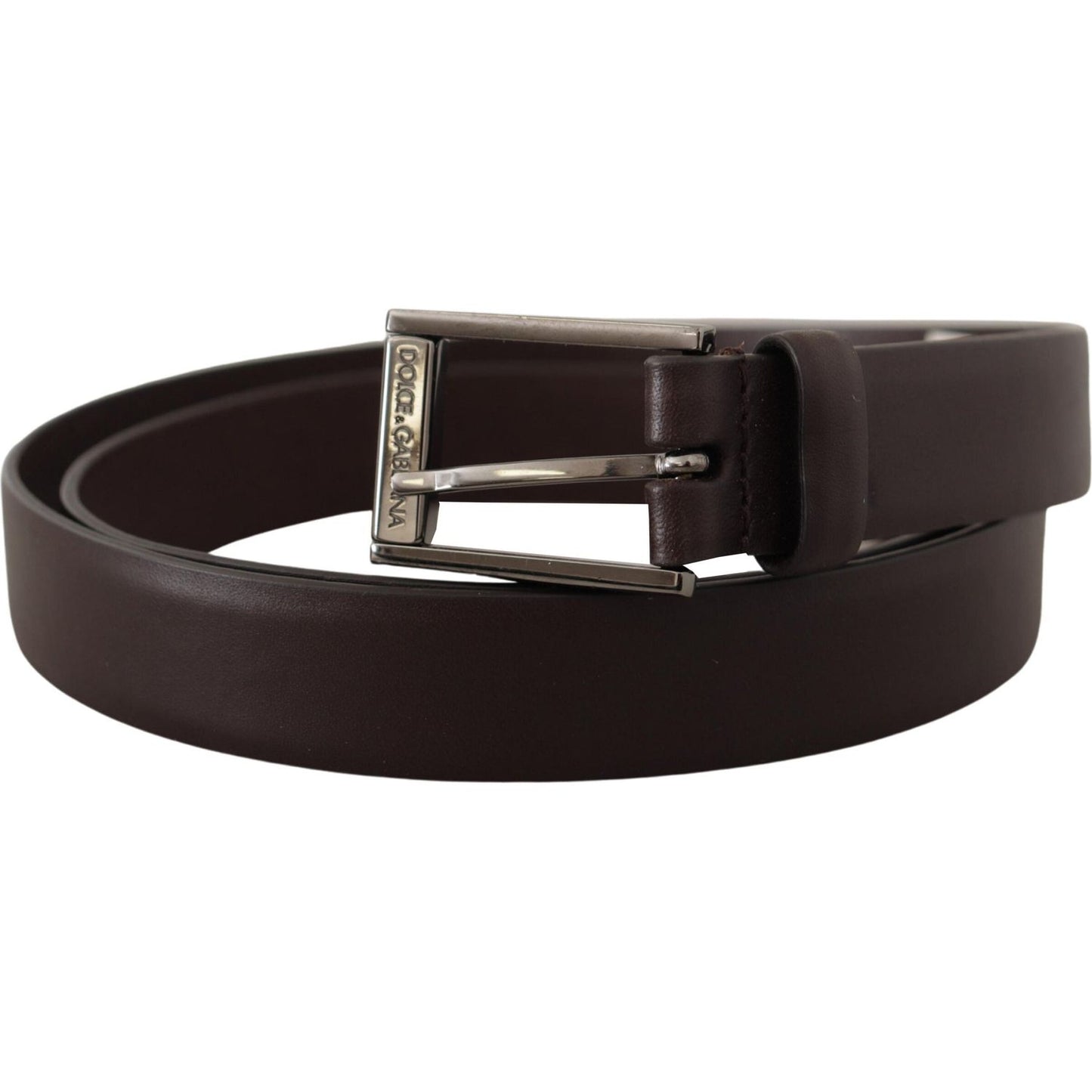 Dolce & Gabbana Elegant Dark Brown Leather Belt brown-leather-silver-tone-metal-buckle-belt IMG_7284-scaled-5b18dbe0-2ac.jpg