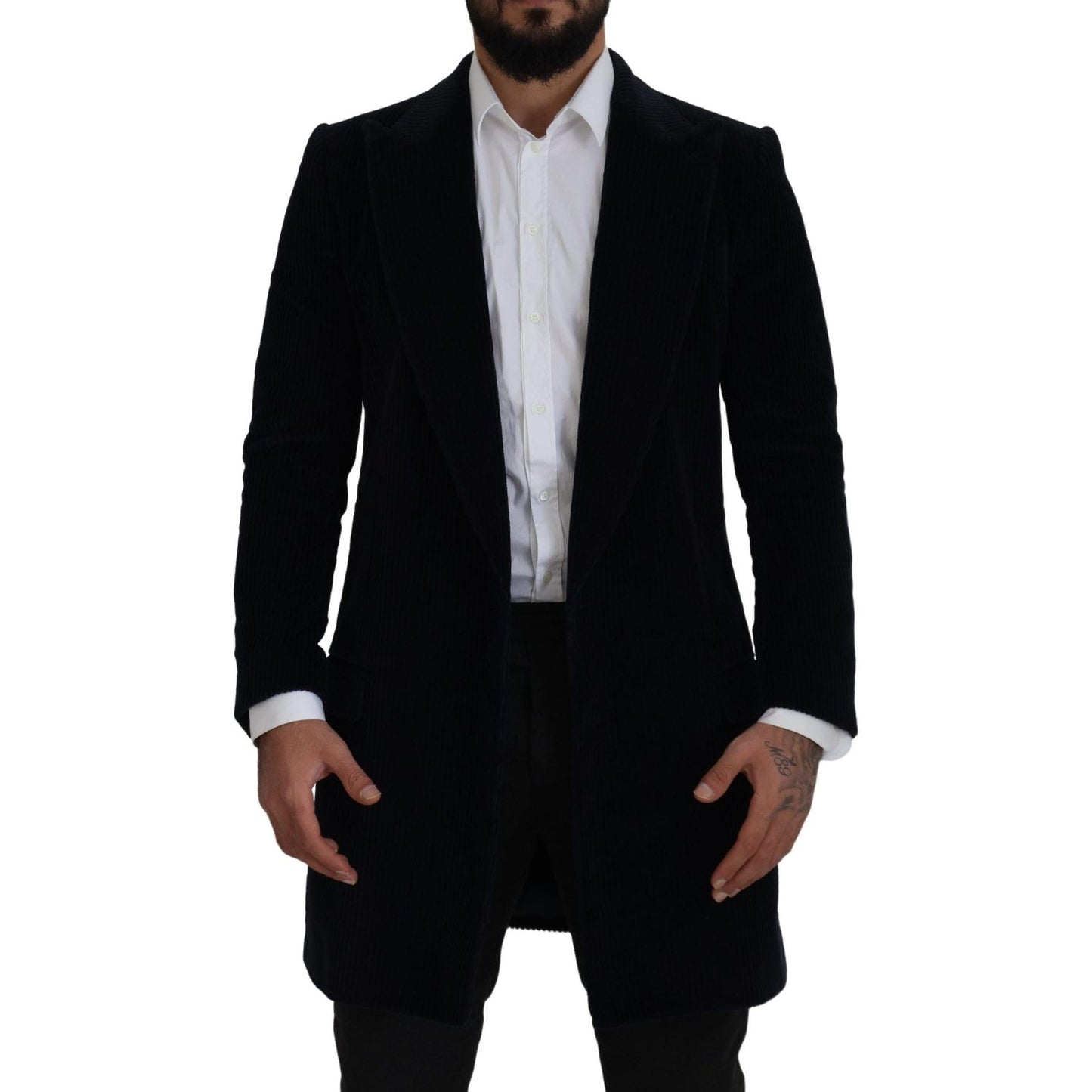 Dolce & Gabbana Elegant Black Cotton Long Cardigan Jacket black-cotton-cardigan-long-coat-men-jacket