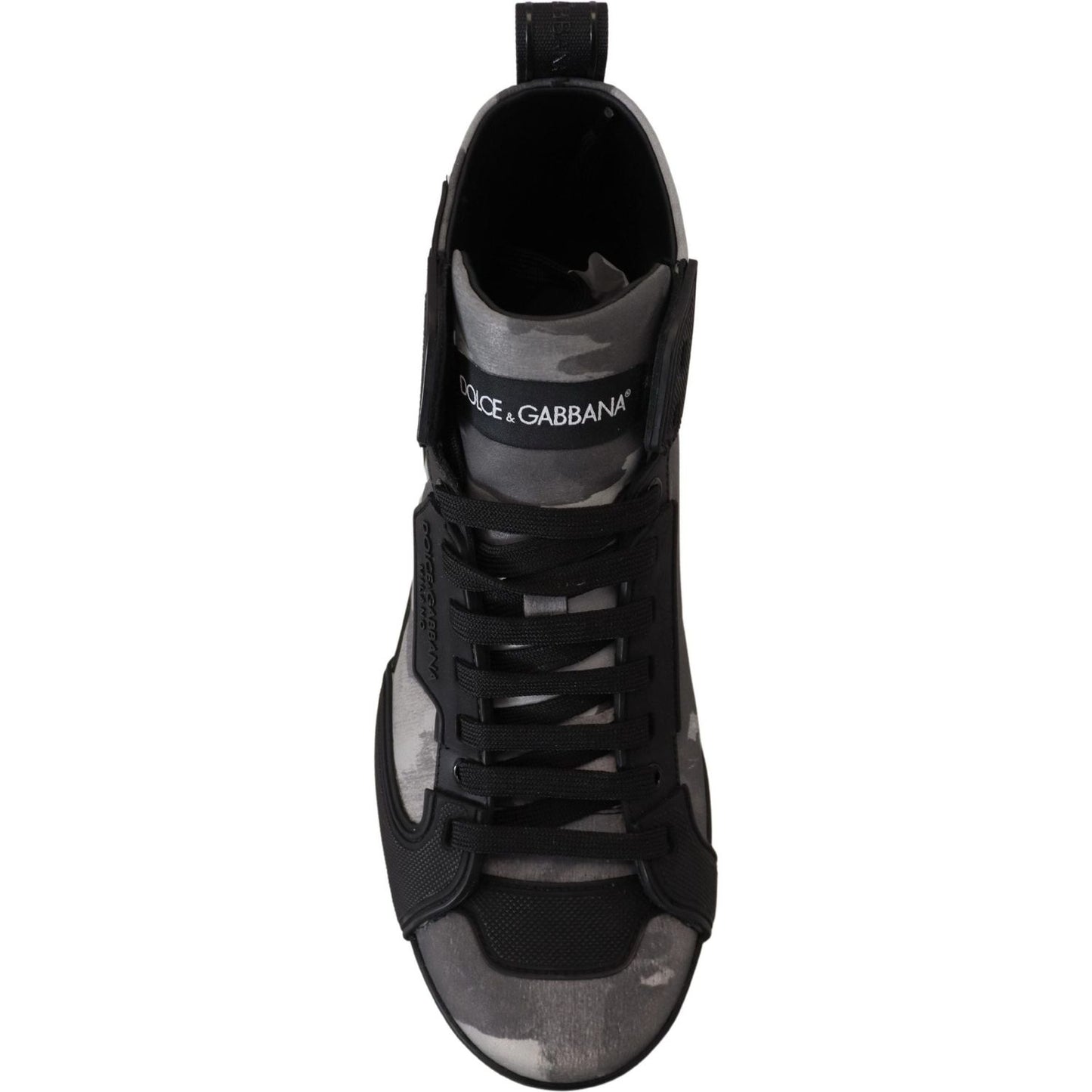 Dolce & Gabbana Camo Gray High-Top Sneakers gray-canvas-cotton-high-tops-sneakers-shoes