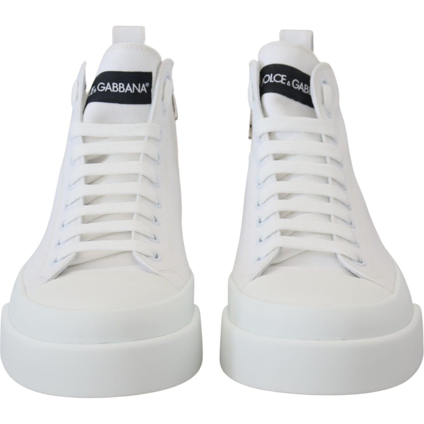 Dolce & Gabbana Elegant High Top Canvas Sneakers white-canvas-cotton-high-tops-sneakers-shoes