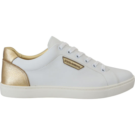 Dolce & Gabbana | Elegant White Leather Low Top Sneakers| McRichard Designer Brands   