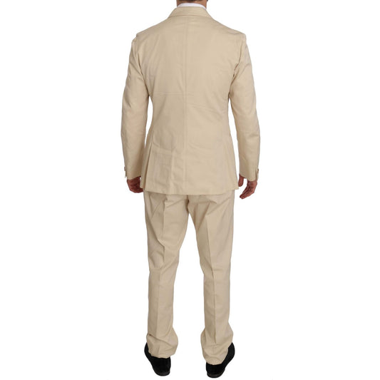 Romeo Gigli Beige Two-Piece Suit with Classic Elegance Suit two-piece-3-button-beige-cotton-solid-suit