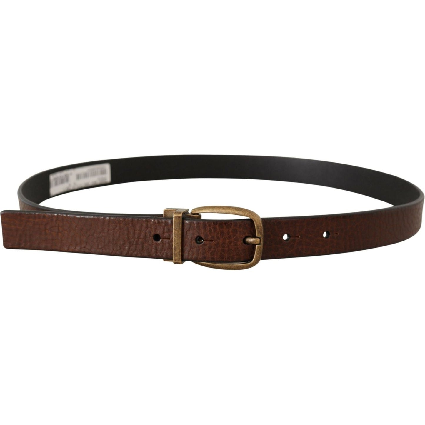 Dolce & Gabbana Elegant Leather Belt with Metal Buckle brown-leather-vintage-style-brass-metal-buckle-belt