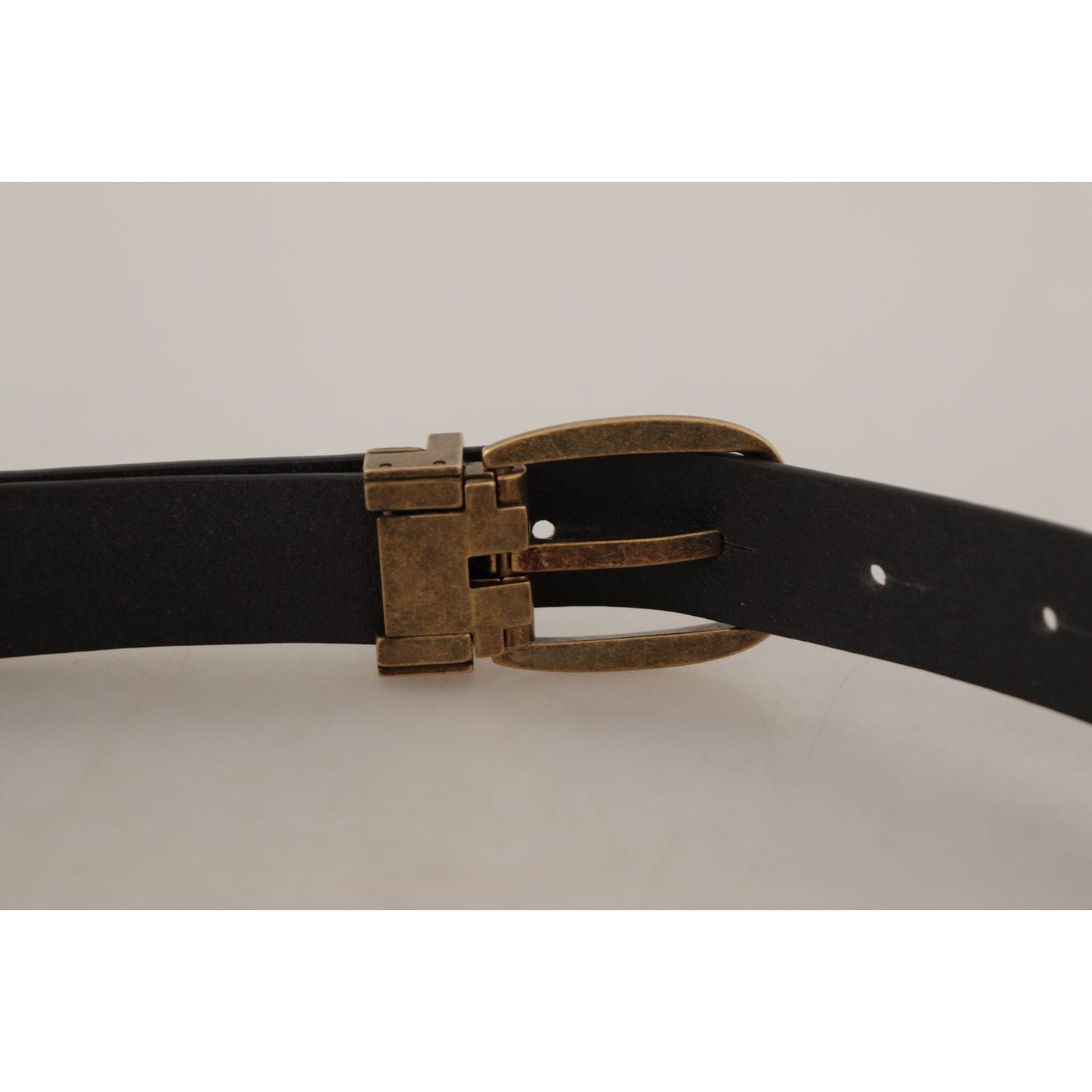 Dolce & Gabbana Elegant Leather Belt with Metal Buckle brown-leather-vintage-style-brass-metal-buckle-belt