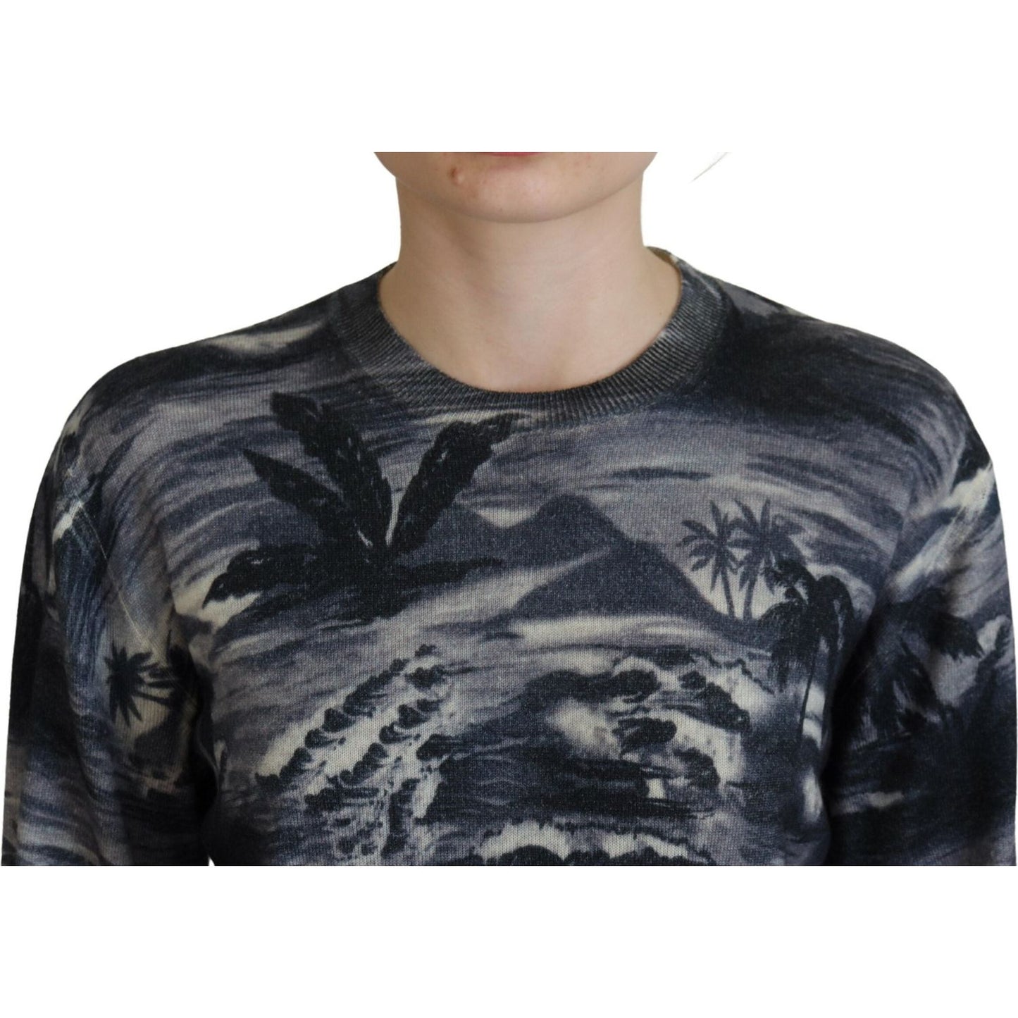 Dsquared² Black Long Sleeve Thunder Sky Print Casual Sweater black-long-sleeve-thunder-sky-print-casual-sweater