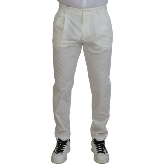 Dolce & Gabbana | Elegant White Cotton Chino Pants| McRichard Designer Brands   