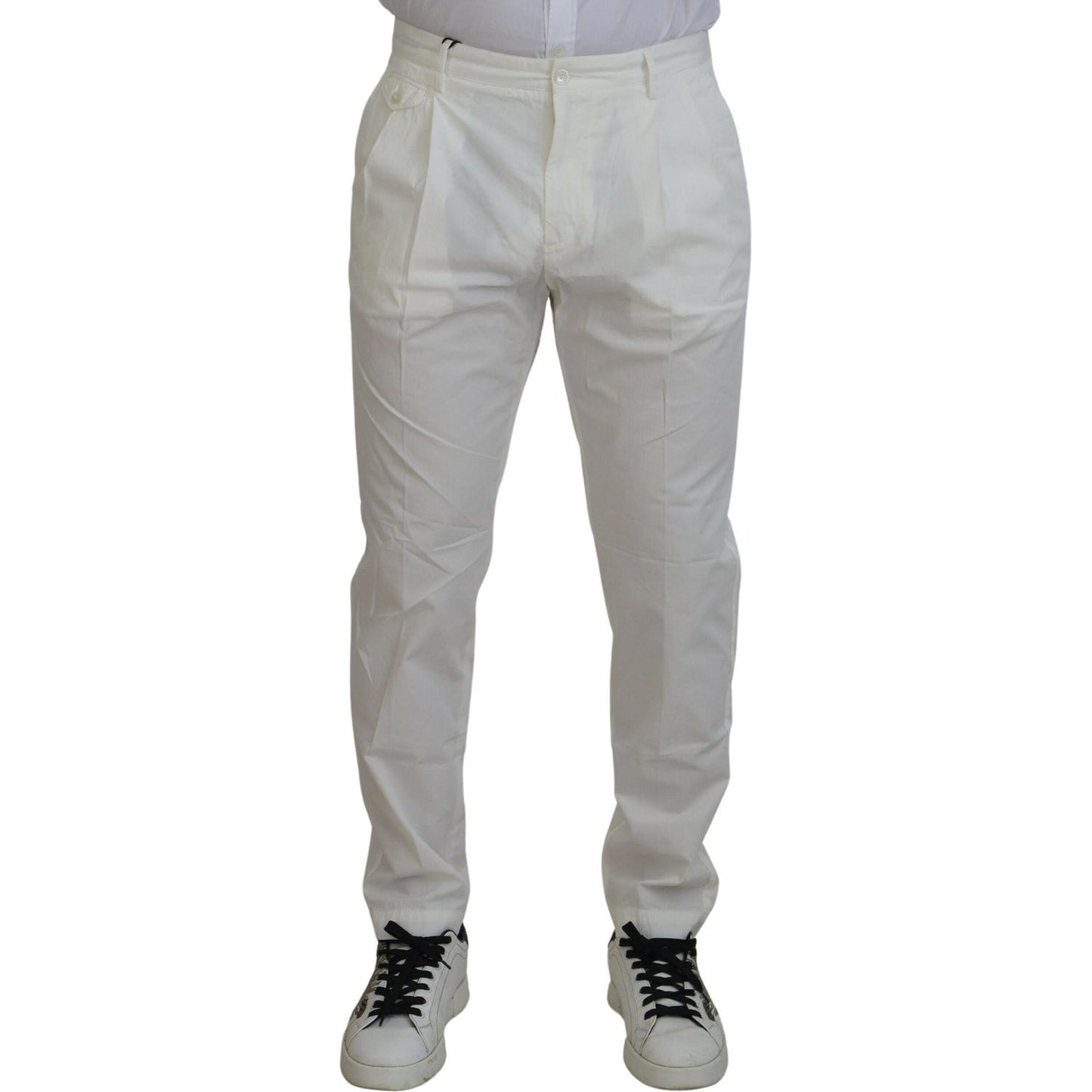 Dolce & Gabbana Elegant White Cotton Chino Pants white-cotton-skinny-chino-pants